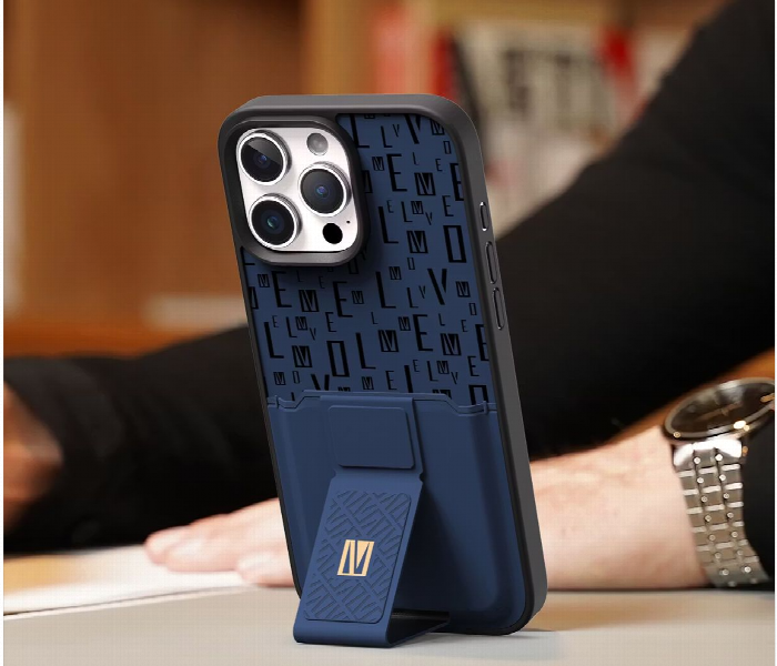 Levelo Morphix Gripstand Case With Cardholder For Iphone 16 Pro Blue - Zoom Image 2