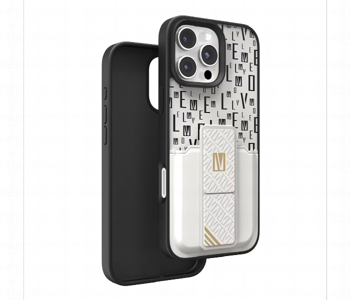 Levelo Morphix Gripstand Case With Cardholder For Iphone 16 Pro White - Zoom Image 1