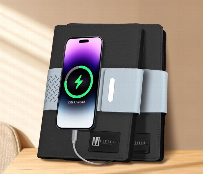 Levelo Techbook Notebook Leather Cover With Built In Powerbank 8000Mah - Zoom Image 3