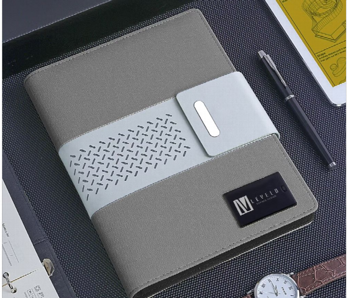 Levelo Techbook Notebook Leather Cover With Built In Powerbank 8000Mah  Gray - Zoom Image 3