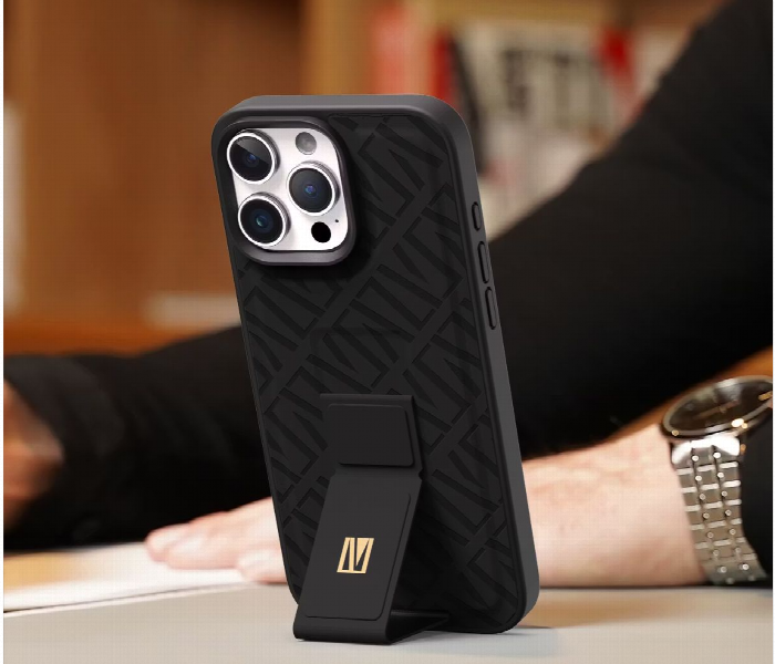 Levelo Morphix Cuero Gripstand Case For Iphone 16 Pro Max Black - Zoom Image 3