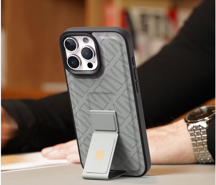 Levelo Morphix Cuero Gripstand Case For Iphone 16 Pro Max Grey - Zoom Image 3
