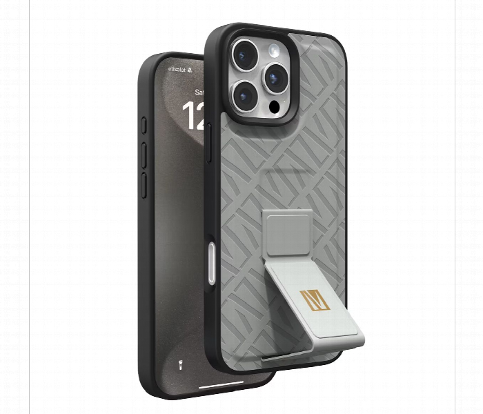 Levelo Morphix Cuero Gripstand Case For Iphone 16 Pro Max Grey - Zoom Image 1