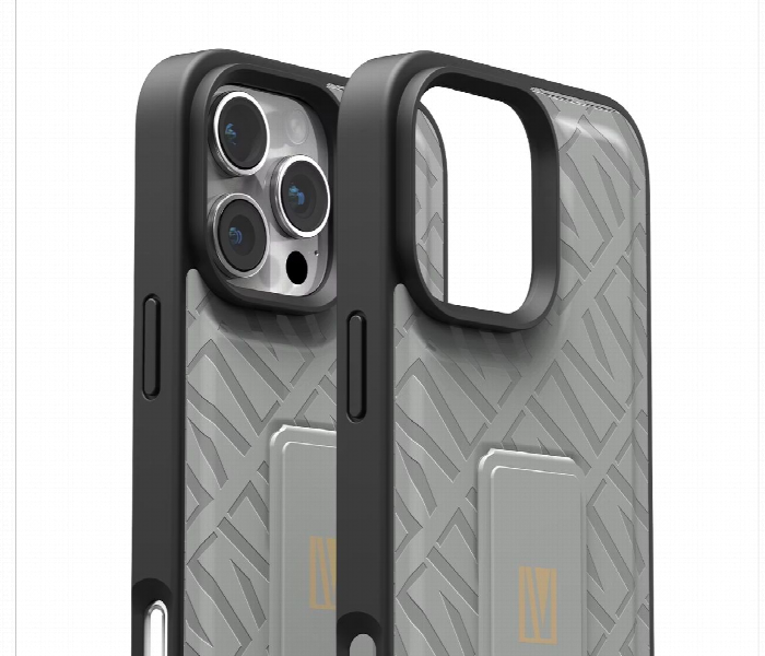 Levelo Morphix Cuero Gripstand Case For Iphone 16 Pro Max Grey - Zoom Image 5