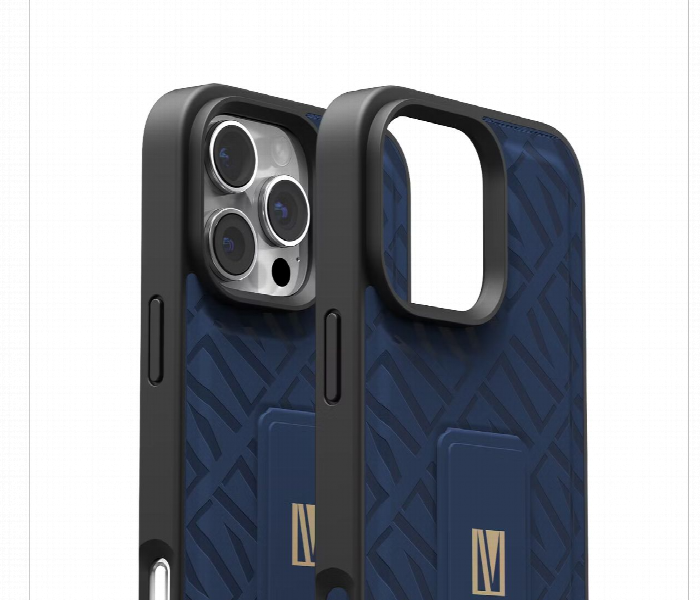 Levelo Morphix Cuero Gripstand Case For Iphone 16 Pro Max Blue - Zoom Image 6