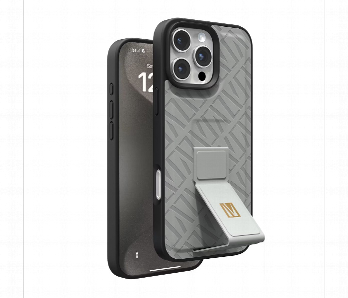 Levelo Morphix Cuero Gripstand Case For Iphone 16 Pro Grey - Zoom Image 1