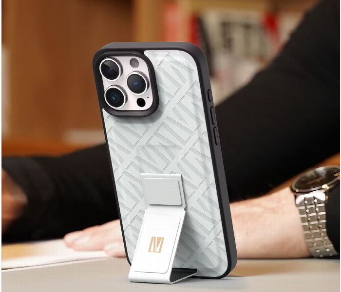 Levelo Morphix Cuero Gripstand Case For Iphone 16 Pro White - Zoom Image 5