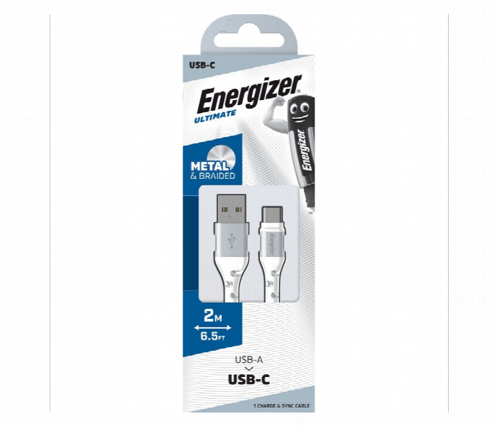 Cable Usbc Braided  Metal 2M White - Zoom Image