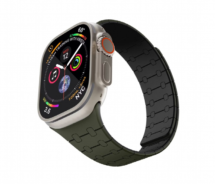 Levelo Royallink Silicone Watch Strap For Apple Watch 49Mm Green Or Black - Zoom Image 1