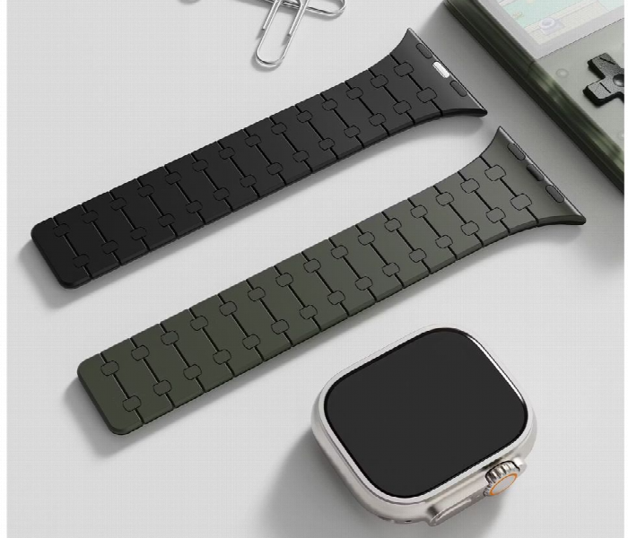 Levelo Royallink Silicone Watch Strap For Apple Watch 49Mm Green Or Black - Zoom Image 2