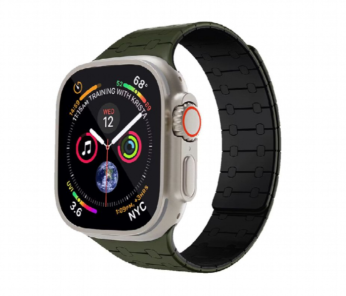 Levelo Royallink Silicone Watch Strap For Apple Watch 49Mm Green Or Black - Zoom Image 4