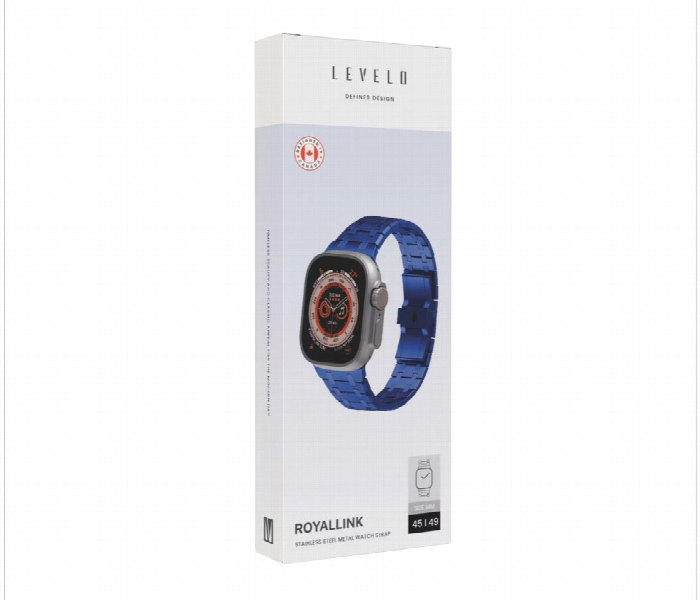 Levelo Royallink Stainless Steel Metal Watch Strap Blue - Zoom Image 5