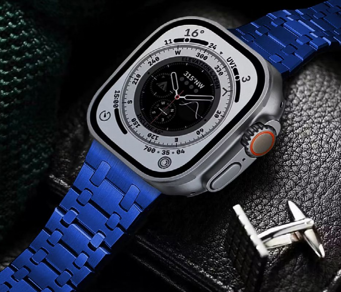 Levelo Royallink Stainless Steel Metal Watch Strap Blue - Zoom Image 3