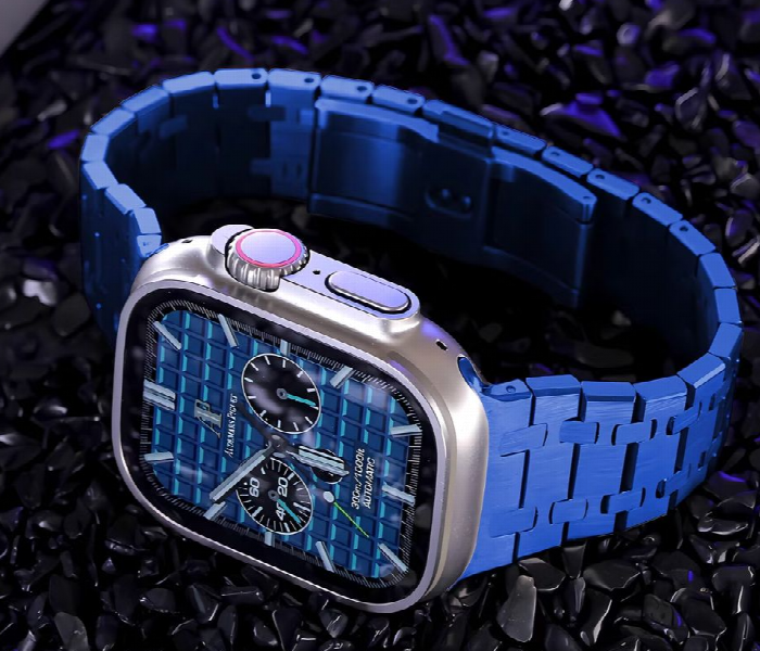 Levelo Royallink Stainless Steel Metal Watch Strap Blue - Zoom Image 4