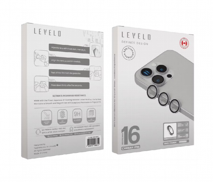 Levelo Trio Lens Protector For Iphone 16 Pro Or Pro Max White Titanium - Zoom Image 3