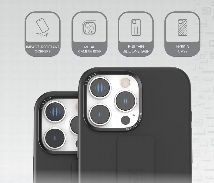 Levelo Morphix Silicone Case With Silicone Grip For Iphone 16 Pro Max Black - Zoom Image 5