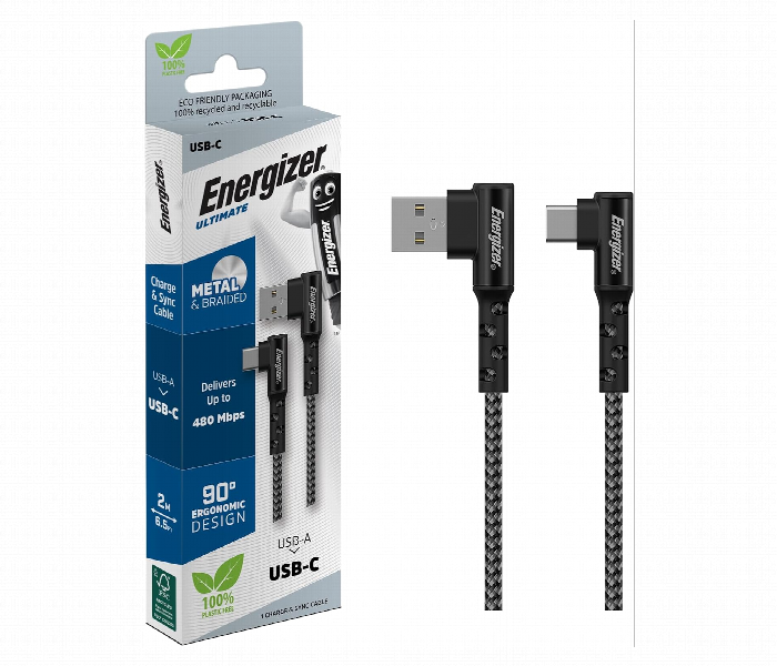 Energizer Cable Usb C 90 2M Black - Zoom Image