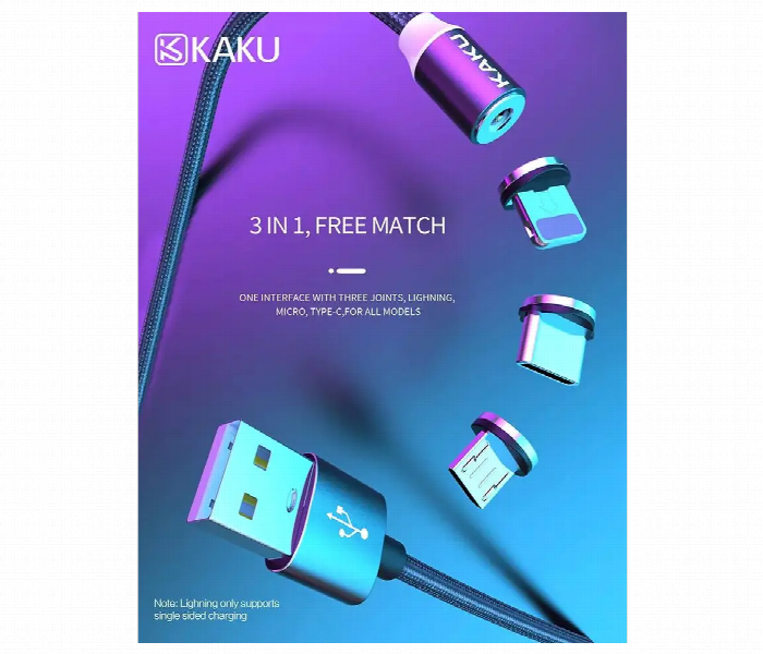 Kaku Magnetic Cable 3In1 Usb Type C  Lightning  Micro Usb Magnetic Charging Cable - Zoom Image 6