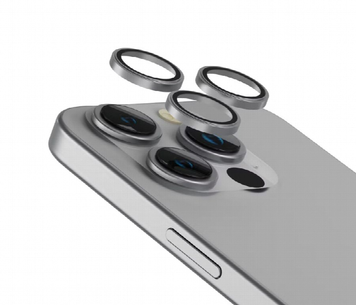 Levelo Lucent Trio 9H Camera Lens Protector Ip15 Pro Or 15 Pro Max Silver - Zoom Image 1
