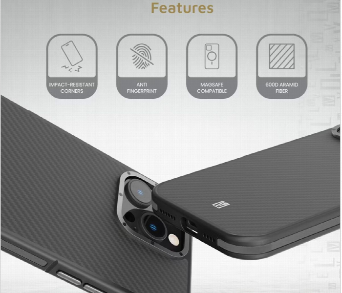 Levelo Ox Carbon Case For Iphone 16 Pro Grey - Zoom Image 5
