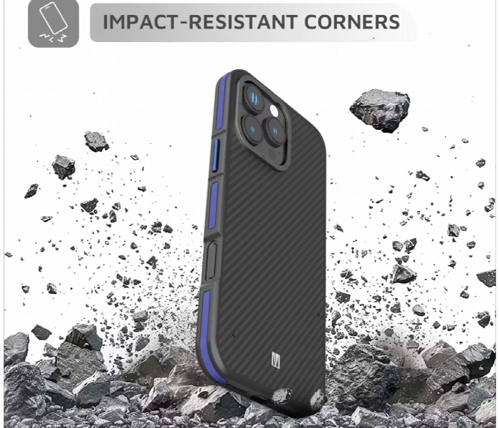 Levelo Ox Carbon Case For Iphone 16 Pro Blue - Zoom Image 4