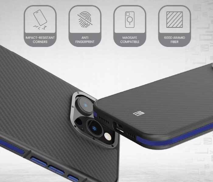 Levelo Ox Carbon Case For Iphone 16 Pro Blue - Zoom Image 2