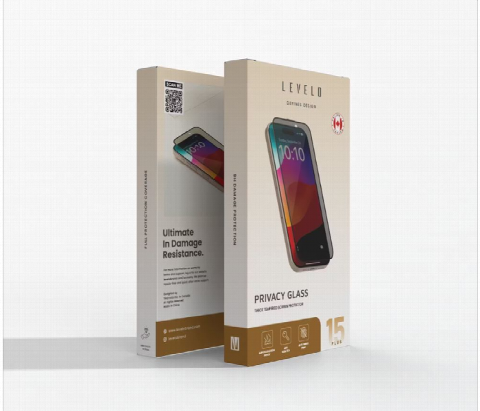Levelo Privacy Twice Tempered Glass Ip15 Plus  Black - Zoom Image 3