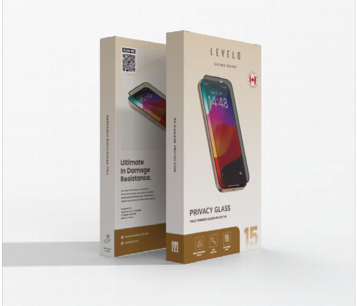 Levelo Privacy Twice Tempered Glass Ip15 Black - Zoom Image 3