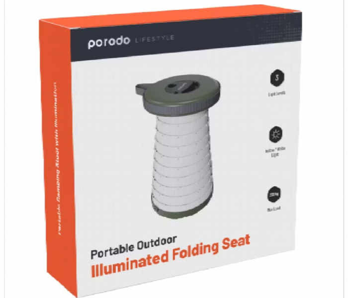 Porodo Lifestyle Portable Outdoor Illuminated Folding Seat Green - Zoom Image 3