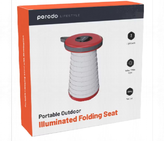 Porodo Lifestyle Portable Outdoor Illuminated Folding Seat Red - Zoom Image 3