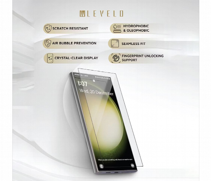 Levelo 2.5D Silk Print High Silicon Aluminum Glass Hd Screen Protector For Samsung S24 - Zoom Image 2