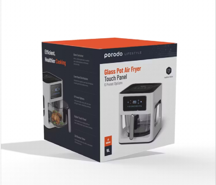 Porodo Lifestyle 5L Glass Pot Air Fryer - Zoom Image 4