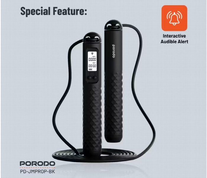 Porodo Lifestyle Smart Skipping Rope Black - Zoom Image 2