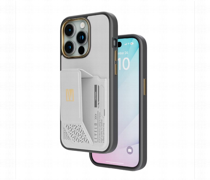 Levelo Morphix Gripstand Case With Cardholder For Iphone 15 Pro Grey - Zoom Image 1
