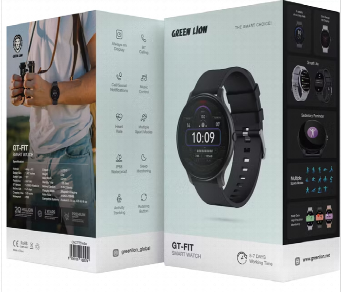 Green Lion Gt Fit Smart Watch 3.8V 230Mah Black - Zoom Image 3