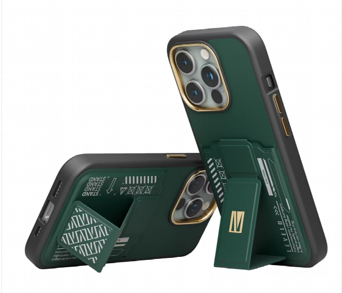 Levelo Morphix Gripstand Case With Cardholder For Iphone 15Pro Green - Zoom Image 5