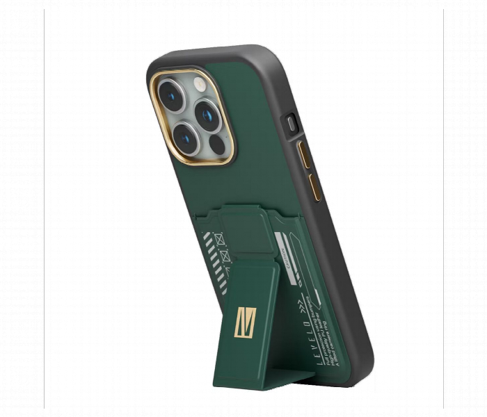Levelo Morphix Gripstand Case With Cardholder For Iphone 15Pro Green - Zoom Image 4