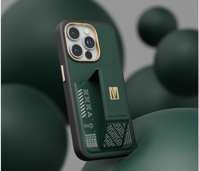 Levelo Morphix Gripstand Case With Cardholder For Iphone 15Pro Green - Zoom Image 3