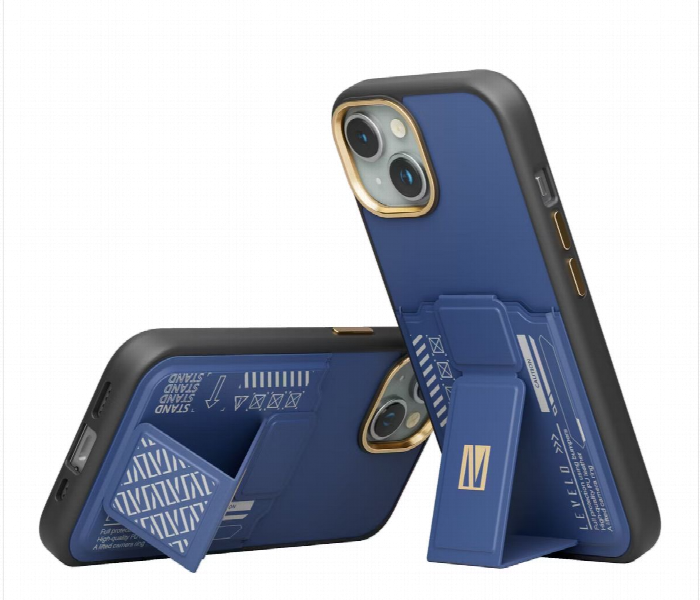 Levelo Morphix Gripstand Case With Cardholder For Iphone 15 Plus Blue - Zoom Image 4