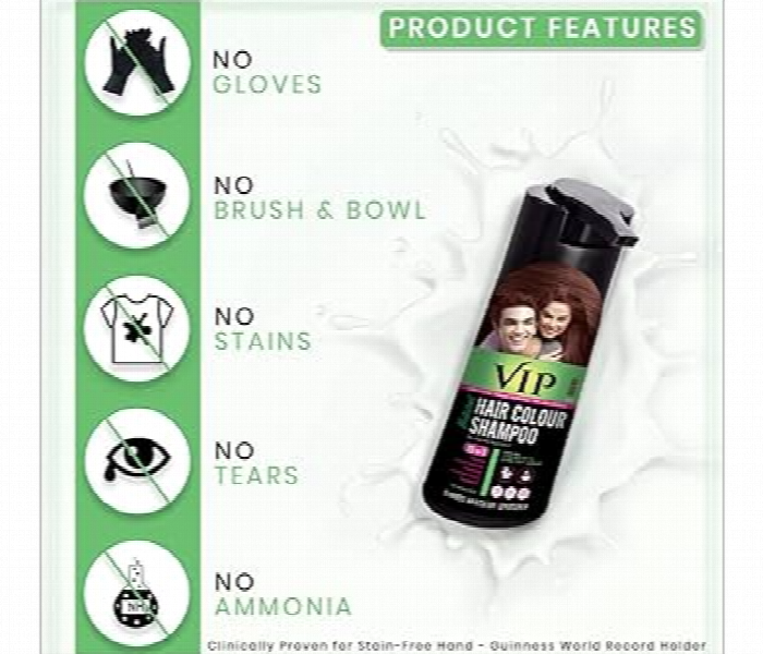 Vip Hair Color Shampoo 180Ml Black Instant Hair Coloring Shampoo - Zoom Image 2