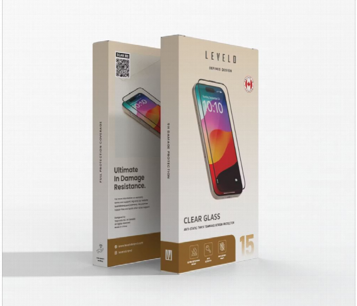 Levelo Full Screen Anti Static Twice Tempered Glass For Iphone 15 Black - Zoom Image 3