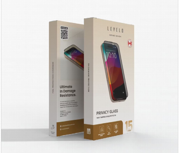 Levelo Full Screen Privacy Twice Tempered Glass For Iphone 15 Pro Black - Zoom Image 3