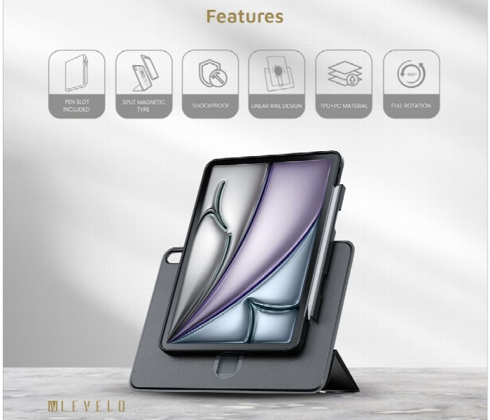 Levelo Converge Detachable Case For Ipad Air 11 Inch Or 10.9 Inch  2024 Or 2022 Black - Zoom Image 5