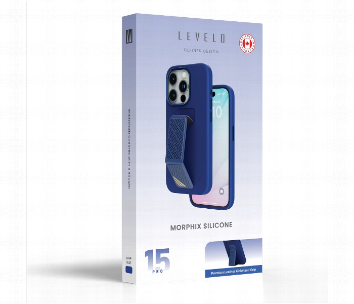 Levelo Morphix Leather Grip Case For Iphone 15 Pro Deep Blue - Zoom Image 5
