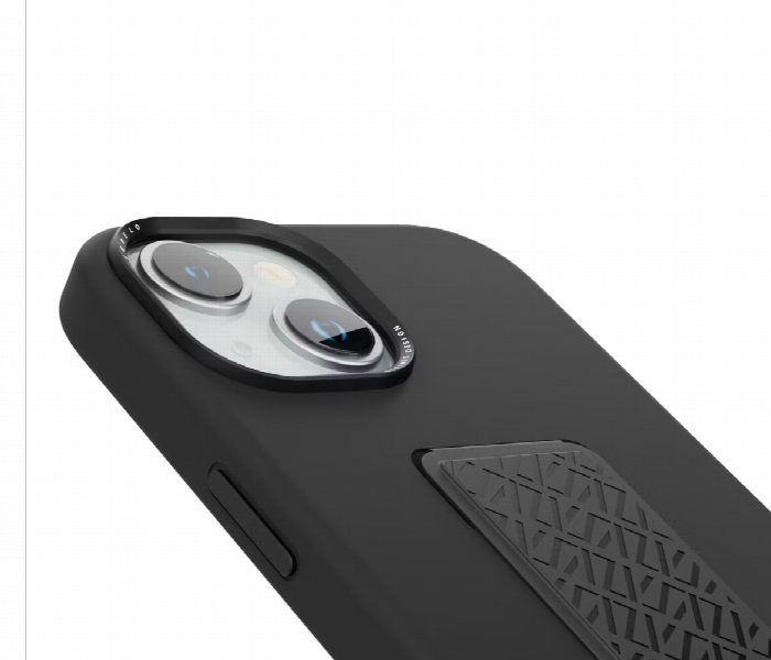 Levelo Morphix Silicone Case With Leather Grip For Iphone 15 Black - Zoom Image 2