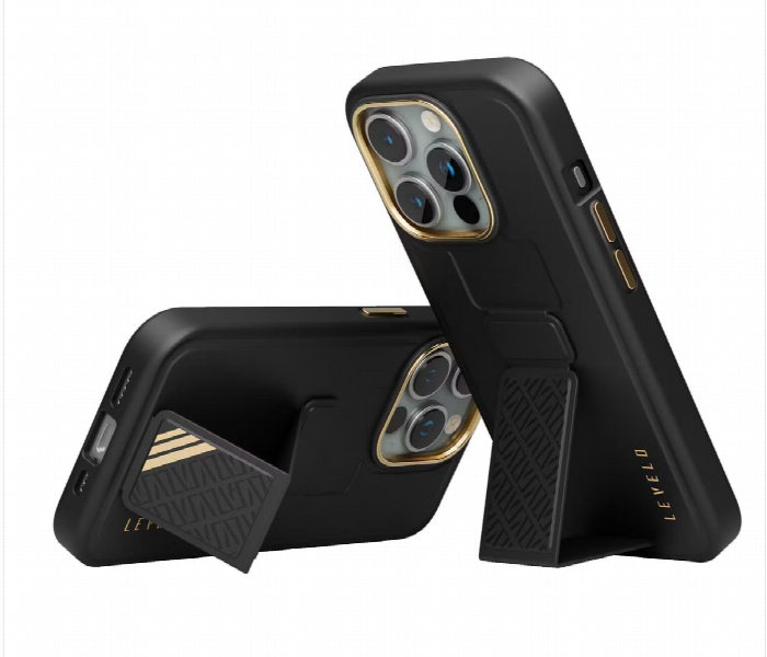 Levelo Morphix Cuero Gripstand Case For Iphone 15 Pro Black - Zoom Image 2