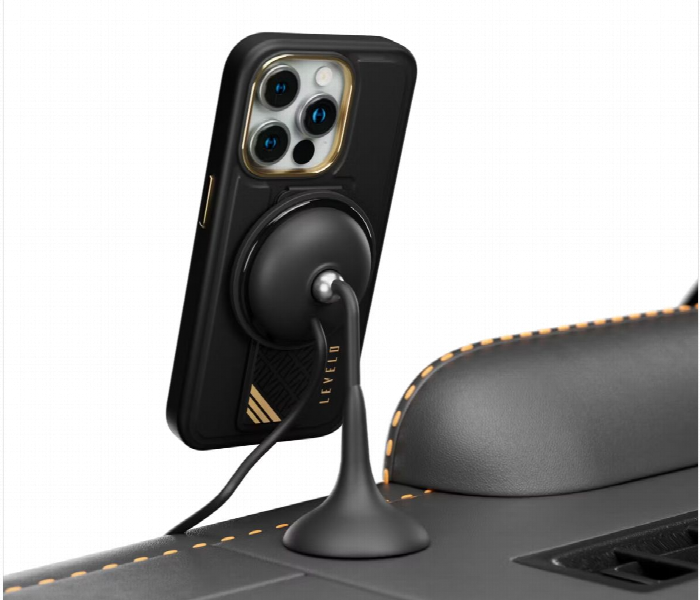 Levelo Morphix Cuero Gripstand Case For Iphone 15 Pro Black - Zoom Image 4