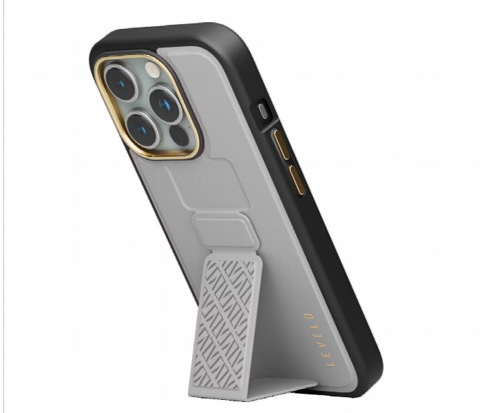 Levelo Morphix Cuero Gripstand Case For Iphone 15 Pro Grey - Zoom Image 3