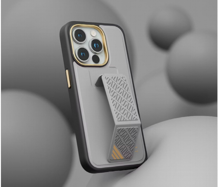 Levelo Morphix Cuero Gripstand Case For Iphone 15 Pro Grey - Zoom Image 5