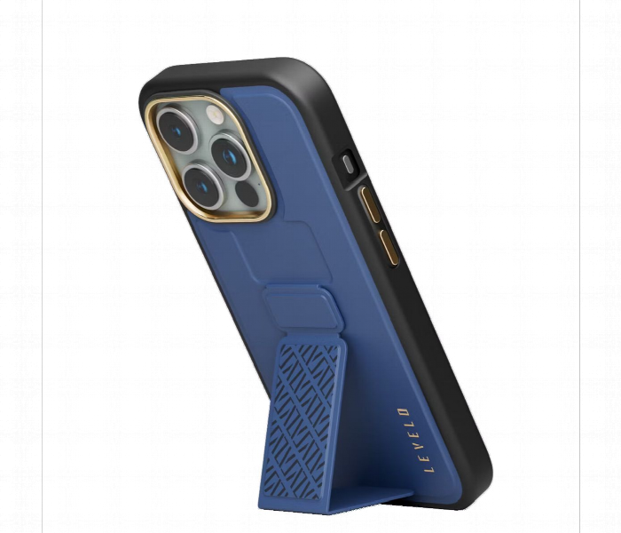 Levelo Morphix Cuero Gripstand Case For Iphone 15 Pro Blue - Zoom Image 3